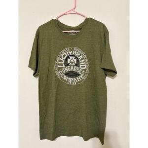 Lucky Brand Mens Dungarees Company Graphic T-Shirt Olive Green Heather Large